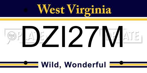 DZI27M West Virginia License Plate