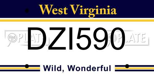 DZI590 West Virginia License Plate