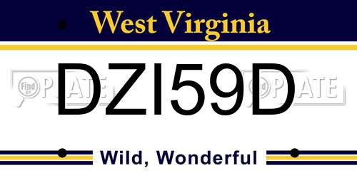 DZI59D West Virginia License Plate