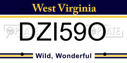 DZI59O West Virginia License Plate
