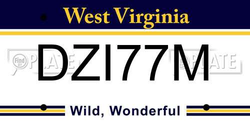 DZI77M West Virginia License Plate