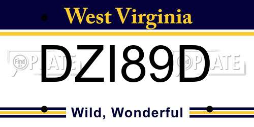 DZI89D West Virginia License Plate
