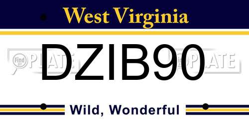 DZIB90 West Virginia License Plate
