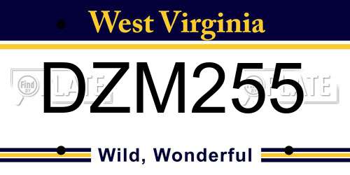DZM255 West Virginia License Plate