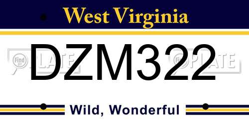 DZM322 West Virginia License Plate