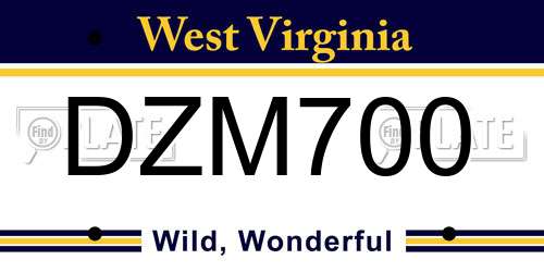 DZM700 West Virginia License Plate
