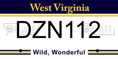 DZN112 West Virginia License Plate