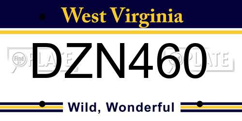 DZN460 West Virginia License Plate