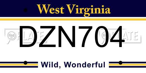 DZN704 West Virginia License Plate