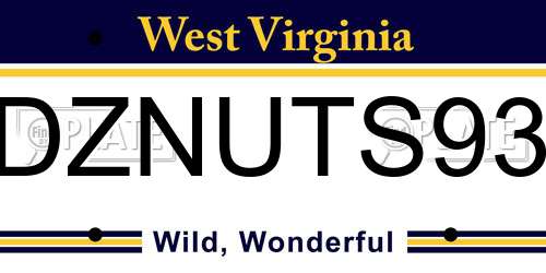 DZNUTS93 West Virginia License Plate