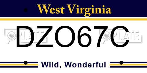 DZO67C West Virginia License Plate