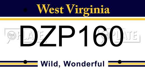 DZP160 West Virginia License Plate