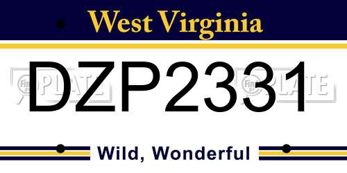 DZP2331 West Virginia License Plate