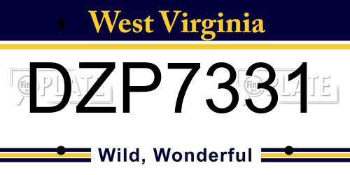 DZP7331 West Virginia License Plate