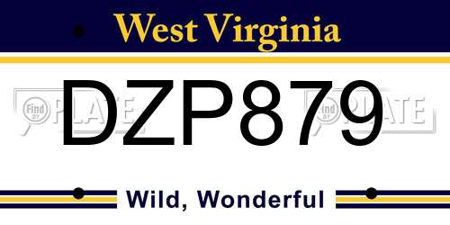 DZP879 West Virginia License Plate
