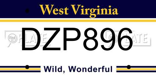 DZP896 West Virginia License Plate