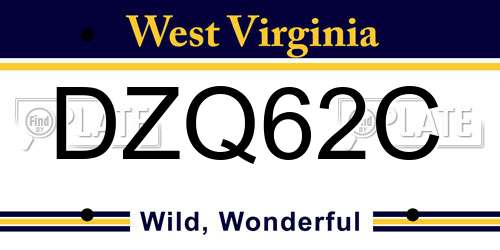 DZQ62C West Virginia License Plate