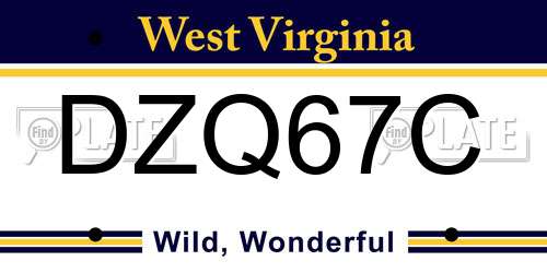 DZQ67C West Virginia License Plate