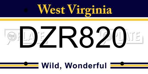 DZR820 West Virginia License Plate