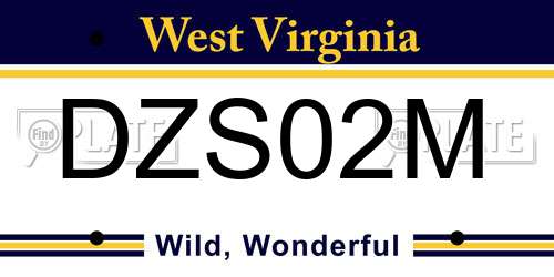 DZS02M West Virginia License Plate