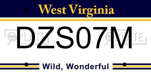 DZS07M West Virginia License Plate
