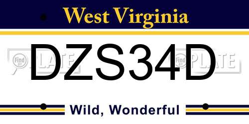 DZS34D West Virginia License Plate