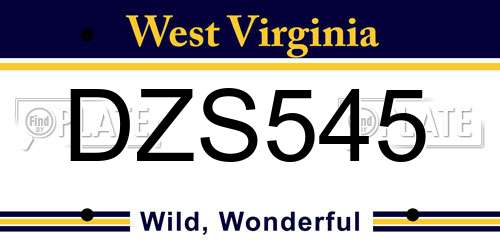 DZS545 West Virginia License Plate