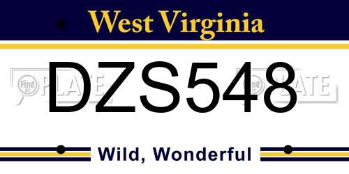 DZS548 West Virginia License Plate