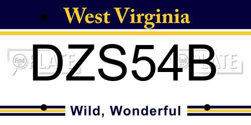 DZS54B West Virginia License Plate