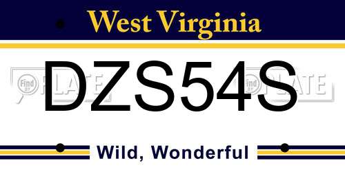 DZS54S West Virginia License Plate