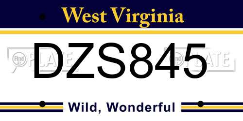 DZS845 West Virginia License Plate