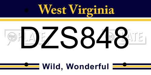DZS848 West Virginia License Plate