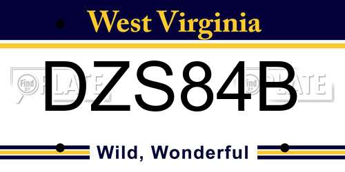 DZS84B West Virginia License Plate