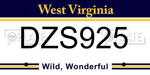 DZS925 West Virginia License Plate