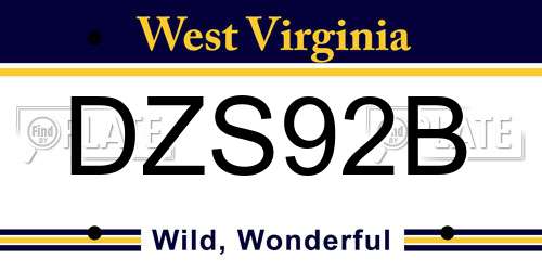 DZS92B West Virginia License Plate