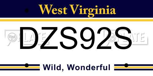 DZS92S West Virginia License Plate