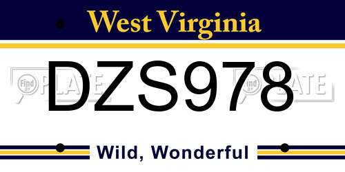 DZS978 West Virginia License Plate
