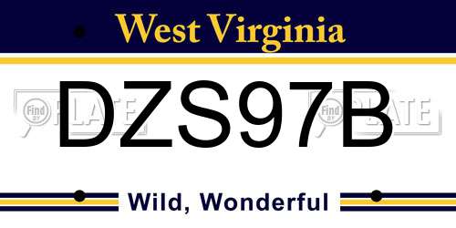 DZS97B West Virginia License Plate