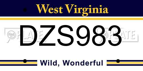 DZS983 West Virginia License Plate
