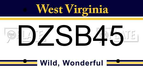 DZSB45 West Virginia License Plate