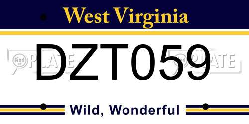 DZT059 West Virginia License Plate