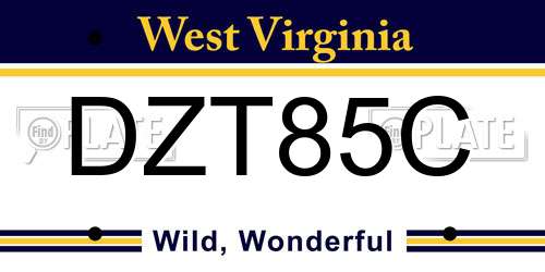 DZT85C West Virginia License Plate