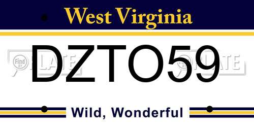 DZTO59 West Virginia License Plate