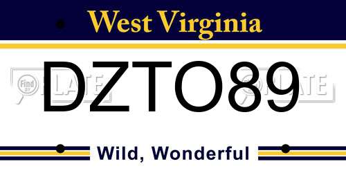 DZTO89 West Virginia License Plate