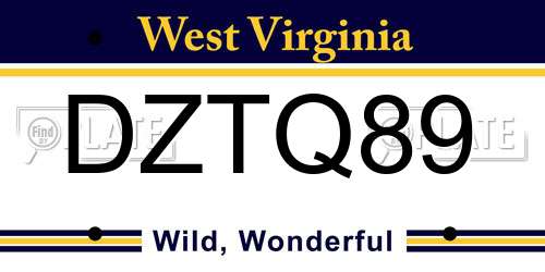DZTQ89 West Virginia License Plate