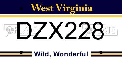 DZX228 West Virginia License Plate