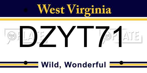 DZYT71 West Virginia License Plate