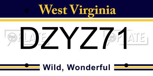 DZYZ71 West Virginia License Plate