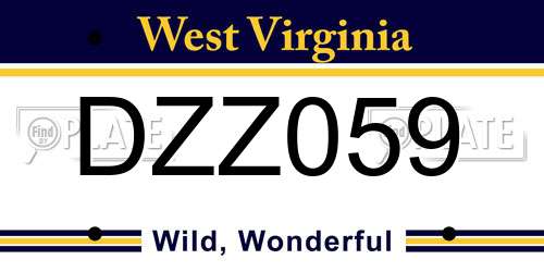 DZZ059 West Virginia License Plate