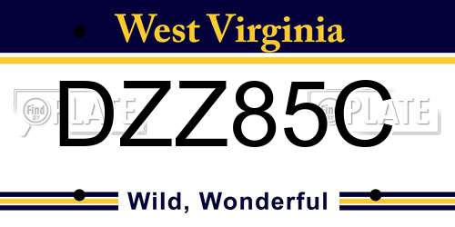 DZZ85C West Virginia License Plate